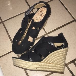 Black zip up wedges